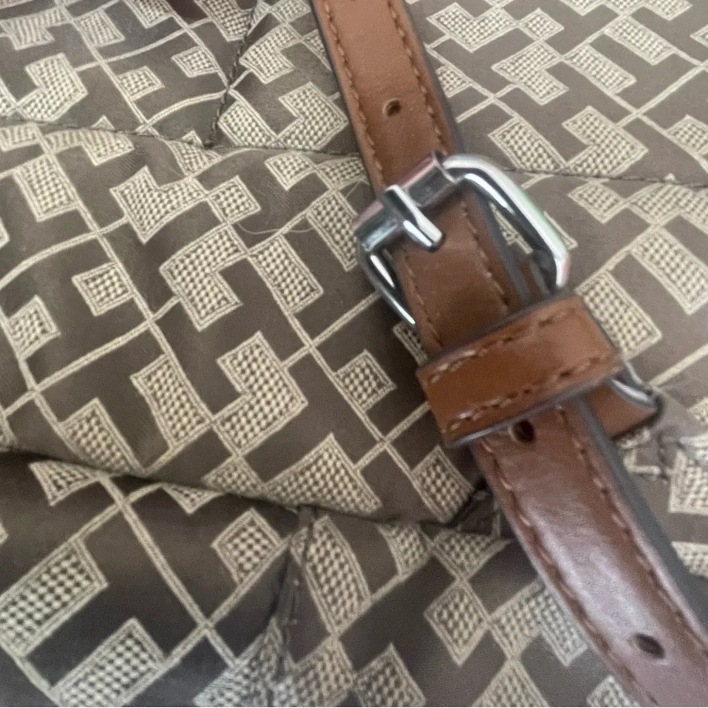 Tommy Hilfiger Tan and Brown Backpack with Signature Monogram